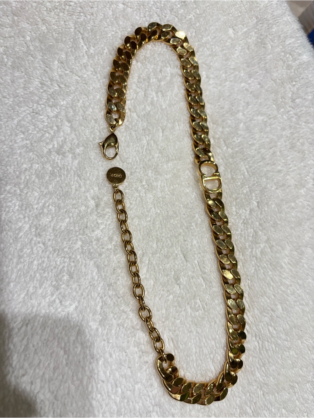 Authentic Dior Polished Gold Curb Chain Necklace